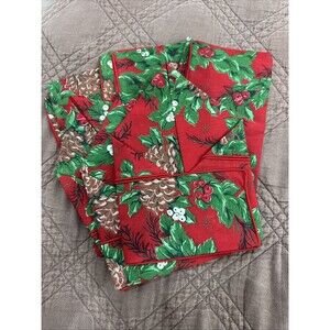 Set Of 6 Christmas Holly Pine One Napkins Red Green Holiday Unbranded
